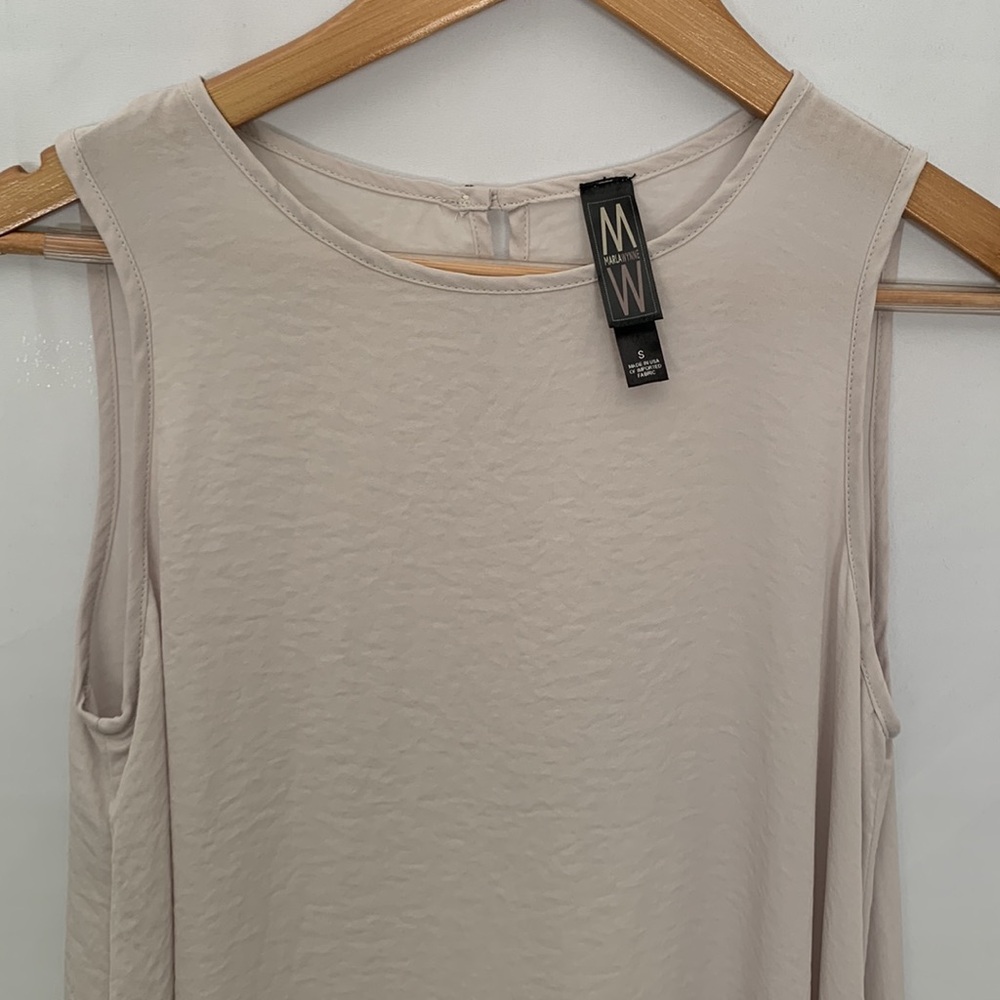 Marla Wynne Lagenlook Asymmetrical Sleeveless Top Light Grey Off White Small - Picture 3 of 11